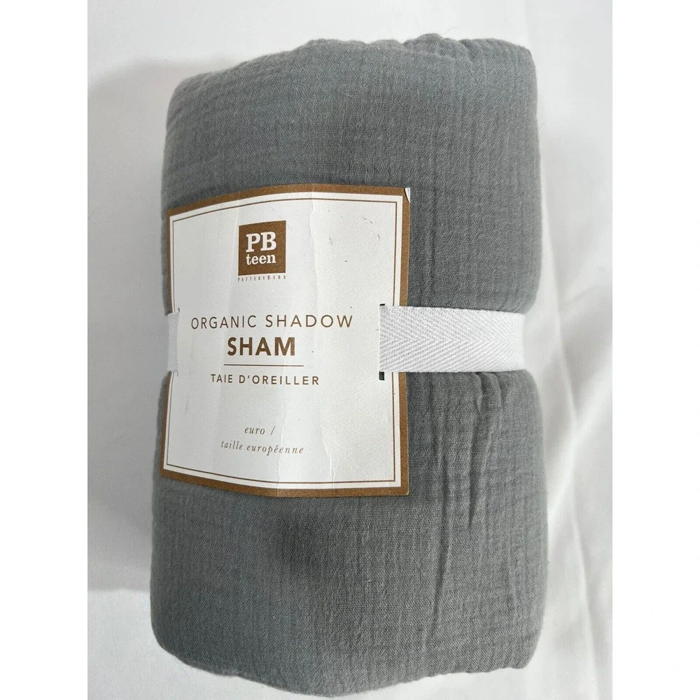 Pottery Barn Teen Sham Standard Shadow Gray Organic Cotton‎ Minimalist